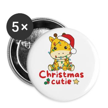 Girafe Weihnachten Migraffen Christmas Cutie - Lot de 5 grands badges (56 mm) - blanc - Devant