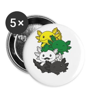 Skoliosexuell Flag Pride LGBTQ süßer Axolotl - Buttons groß 56 mm (5er Pack) - Weiß - Vorne