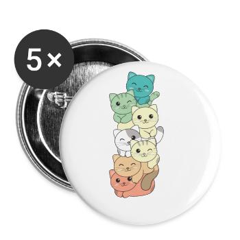 Genderfloren Flag Pride LGBTQ Cat Tower - Buttons large 2.2''/56 mm (5-pack) - white - Front