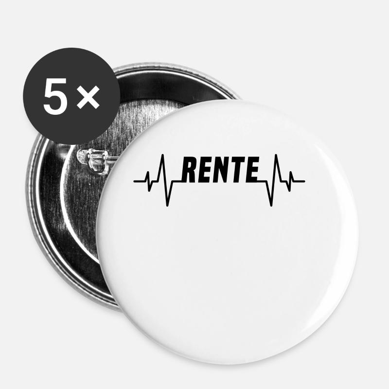Rente Herzschlag - Buttons groß 56 mm (5er Pack) - Weiß