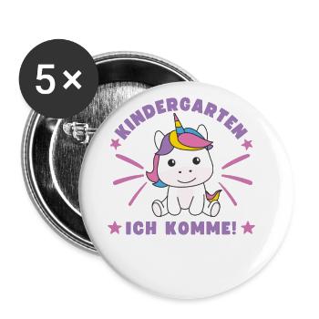 Kindergarten Ich Komme! - Buttons groß 56 mm (5er Pack) - Weiß - Vorne