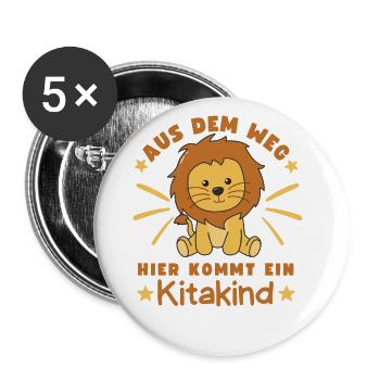 Aus Dem Weg Hier Kommt Ein Kitakind Löwe - Buttons groß 56 mm (5er Pack) - Weiß - Vorne
