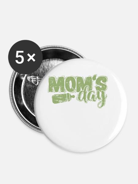 Mom's Day Mami Mutter - Buttons groß 56 mm (5er Pack) - Weiß