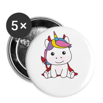 Unicorn Happy Halloween Devil Costume - Buttons large 2.2''/56 mm (5-pack) - white - Front