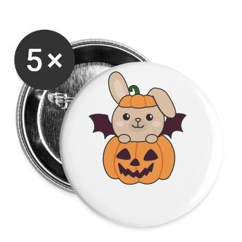 Bunny Happy Halloween Pumpkin Bat Costume - Buttons large 2.2''/56 mm (5-pack) - white - Front