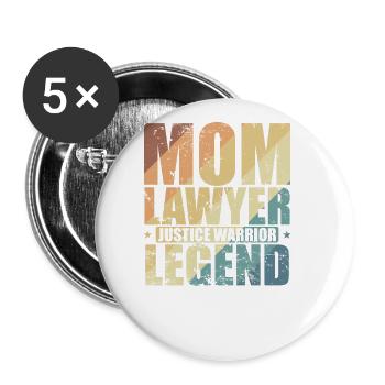 Maman Avocat Justice Guerrier Légende Juriste - Lot de 5 grands badges (56 mm) - blanc - Devant