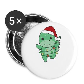 Dino Noël Animaux d’hiver Dinos - Lot de 5 grands badges (56 mm) - blanc - Devant