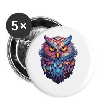 Luminous Nocturne: Holographic Owl Splendor - Buttons large 2.2''/56 mm (5-pack) - white - Front
