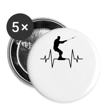 Kite Surfing Heartbeat - Buttons large 2.2''/56 mm (5-pack) - white - Front