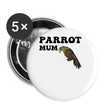 Papageien Mama - Buttons groß 56 mm (5er Pack) - Weiß - Vorne