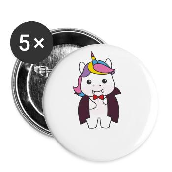 Unicorn Happy Halloween Cute Vampire Costume - Buttons large 2.2''/56 mm (5-pack) - white - Front