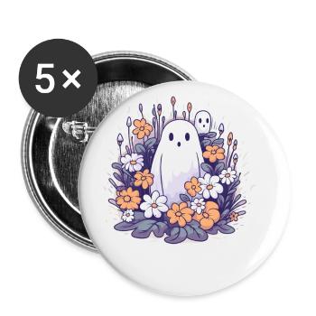 Halloween groovy Mama Geist Hippie Blumen Vintage - Buttons groß 56 mm (5er Pack) - Weiß - Vorne