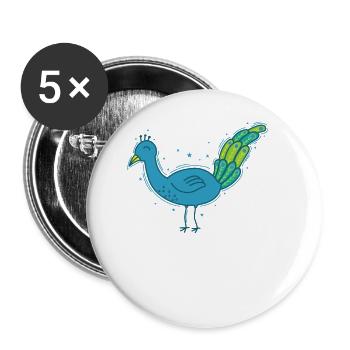 Peacock Animal Colorful Bird Feathers - Buttons large 2.2''/56 mm (5-pack) - white - Front