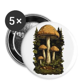 Wald Pilze Goblincore & Vintage Pilz Design - Buttons groß 56 mm (5er Pack) - Weiß - Vorne
