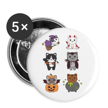 Cat Halloween Devil Pumpkin Vampire Costume - Buttons large 2.2''/56 mm (5-pack) - white - Front
