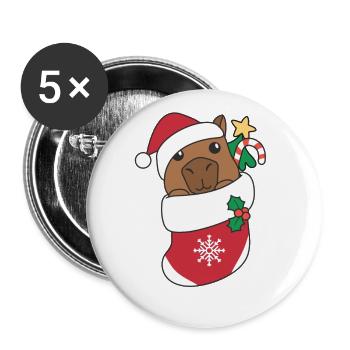 Capybara Christmas Snow Winter Animals Capybara - Buttons large 2.2''/56 mm (5-pack) - white - Front
