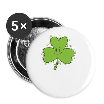 Kleeblatt St. Patricks Day Spaß - Buttons groß 56 mm (5er Pack) - Weiß - Vorne