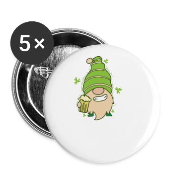 Fête irlandaise Saint-Patrick - Lot de 5 grands badges (56 mm) - blanc - Devant