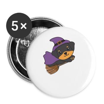 Rottweiler Halloween Witch Kids Witch Costume - Buttons large 2.2''/56 mm (5-pack) - white - Front