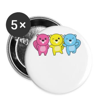 Pansexuell Flag Pride LGBTQ süßer Biber - Buttons groß 56 mm (5er Pack) - Weiß - Vorne