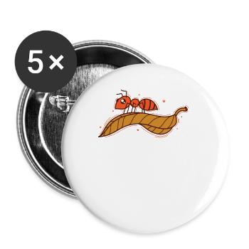 Fourmi sur une feuille insectes industrieux - Lot de 5 grands badges (56 mm) - blanc - Devant