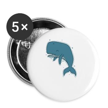 Sperm whale marine animal lives in the ocean - Buttons large 2.2''/56 mm (5-pack) - white - Front