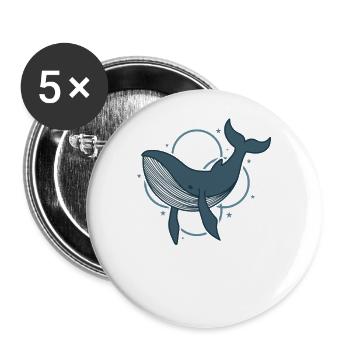 netter Blauwal Ozean Wasser - Buttons groß 56 mm (5er Pack) - Weiß - Vorne