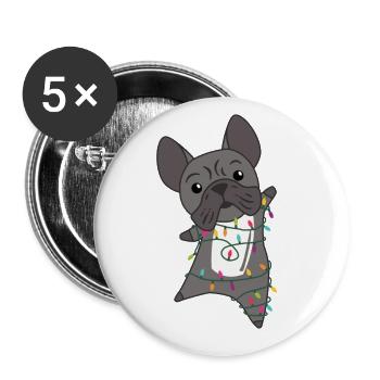 French Bulldog Christmas Snow Winter Animals - Buttons large 2.2''/56 mm (5-pack) - white - Front
