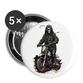 Conception de la Faucheuse de motocross d’Halloween - Lot de 5 grands badges (56 mm) - blanc - Devant