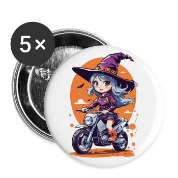 Anime Witch Biker Halloween Special - Lot de 5 grands badges (56 mm) - blanc - Devant