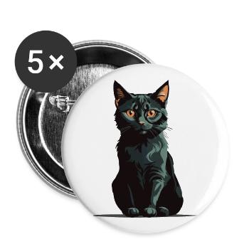 Chat magique d’Halloween Conception de chat magique - Lot de 5 grands badges (56 mm) - blanc - Devant