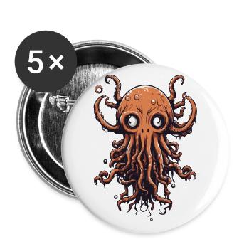 Oktopus Halloween Cartoon Stil - Buttons groß 56 mm (5er Pack) - Weiß - Vorne