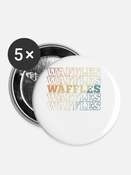 Waffles Frühstück Gebäck Snack Bäcker - Buttons groß 56 mm (5er Pack) - Weiß