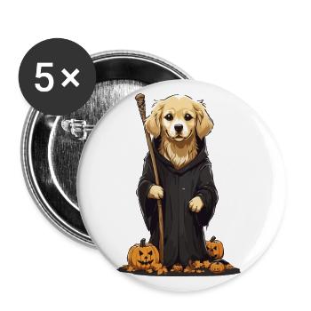 Golden Retriever Wizard Cute Dogs Halloween - Buttons large 2.2''/56 mm (5-pack) - white - Front