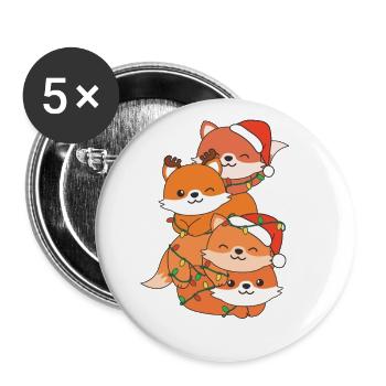 Fox, Christmas Tree, Christmas Animals, Foxes - Buttons large 2.2''/56 mm (5-pack) - white - Front