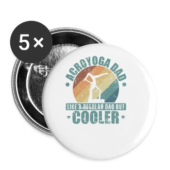 Acroyoga Papa Comme un Papa Normal mais Plus Cool - Lot de 5 grands badges (56 mm) - blanc - Devant