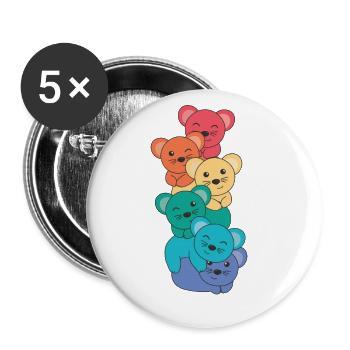 Rainbow Mouse Cute Colorful Mouse for Kids - Buttons large 2.2''/56 mm (5-pack) - white - Front