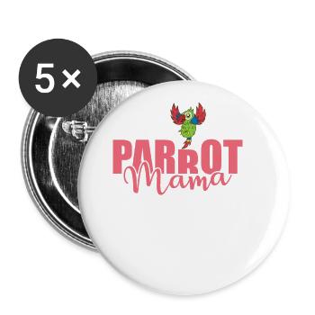 Parrot Mama Tier Vogel Sprechen - Buttons groß 56 mm (5er Pack) - Weiß - Vorne