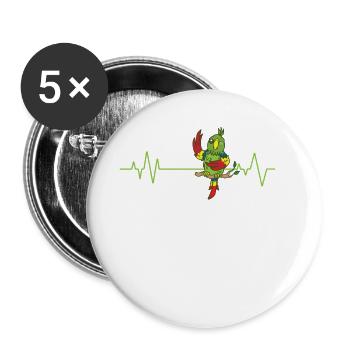 Heartbeat Line, Parrot, Bird, Animal - Buttons large 2.2''/56 mm (5-pack) - white - Front
