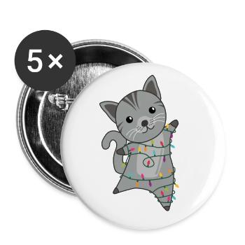 Cat, Christmas, Snow, Winter, Animals, Cats - Buttons large 2.2''/56 mm (5-pack) - white - Front