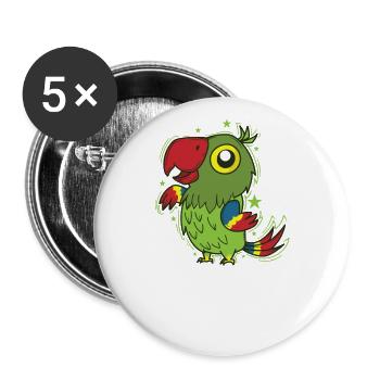 Parrot Dancing Bird Talking Animal - Buttons large 2.2''/56 mm (5-pack) - white - Front