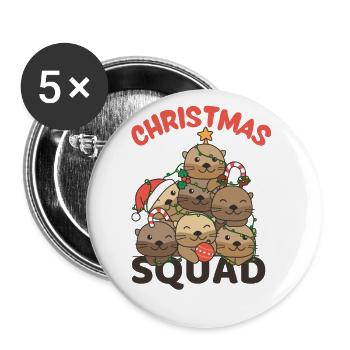 Otter Christmas Tree Christmas Squad Otter - Buttons large 2.2''/56 mm (5-pack) - white - Front