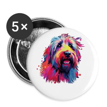 Aquarelle coloré Bearded Collie - Lot de 5 grands badges (56 mm) - blanc - Devant