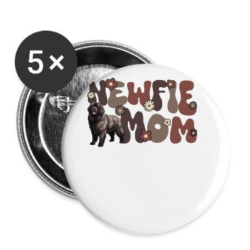 Terre-Neuve Groovy Newfie maman - Lot de 5 grands badges (56 mm) - blanc - Devant