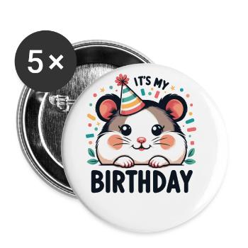 Hamsters for children's birthday it's my birthday - Buttons large 2.2''/56 mm (5-pack) - white - Front