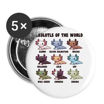 Axolotls aus der Welt süße Tiere Axolotl Arten - Buttons groß 56 mm (5er Pack) - Weiß - Vorne