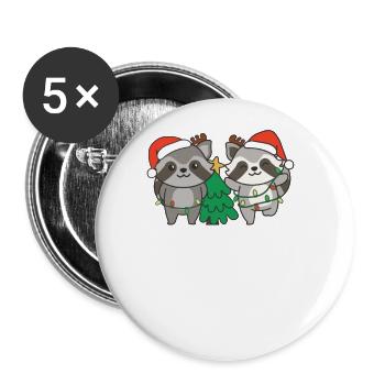 Raccoon Christmas Winter Animals Raccoons - Buttons large 2.2''/56 mm (5-pack) - white - Front
