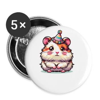 Hamsters for children's birthday a gift - Buttons large 2.2''/56 mm (5-pack) - white - Front