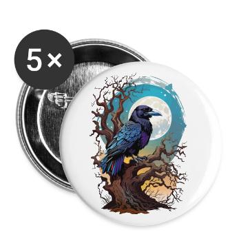 Occult Raven Spirit Design Spiritual Bird - Buttons large 2.2''/56 mm (5-pack) - white - Front
