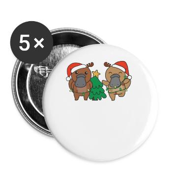 Ornithorynque Noël Animaux d’hiver - Lot de 5 grands badges (56 mm) - blanc - Devant